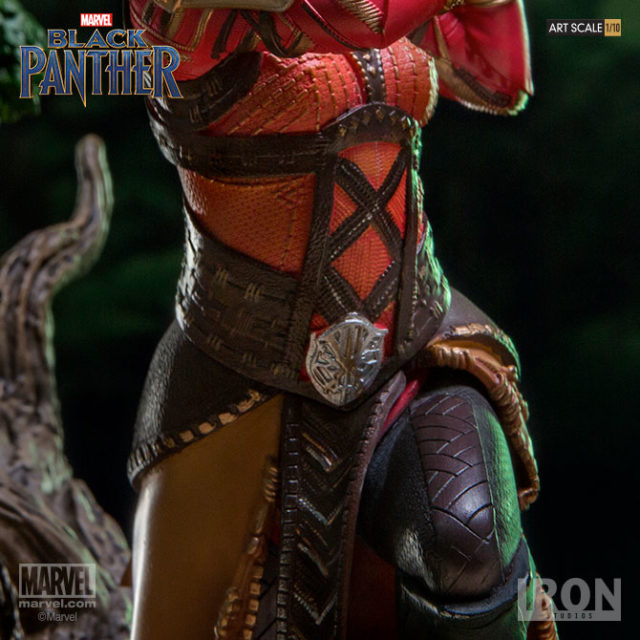 Close-Up of Detail on Iron Studios Okoye Black Panther Statue