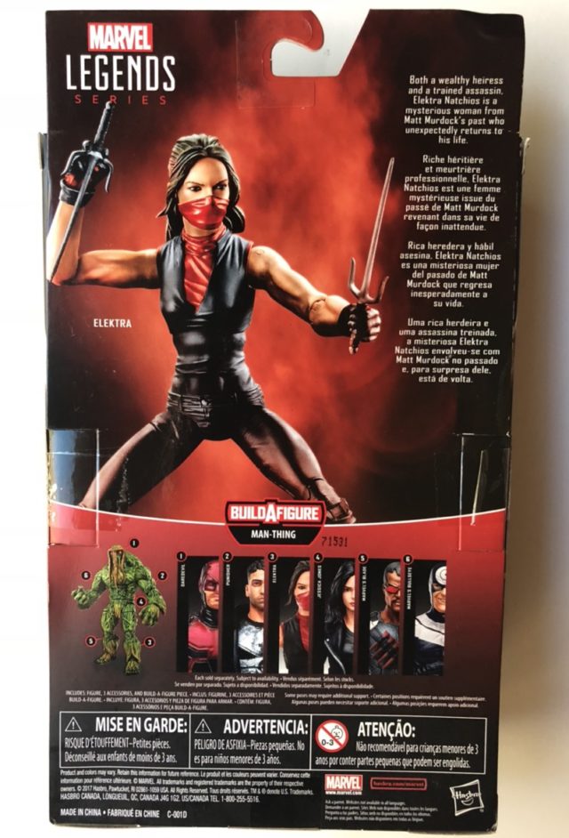 Back of Box Netflix Legends Elektra 6" Figure