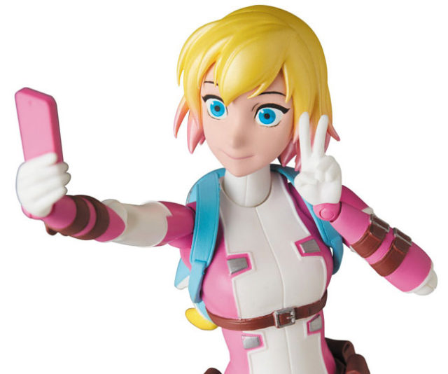 Close-Up of Unmasked Gwenpool 6 Inch Figure MAFEX