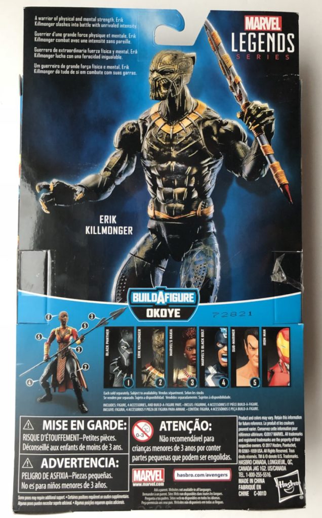 Box Back Killmonger Marvel Legends 6" Figure