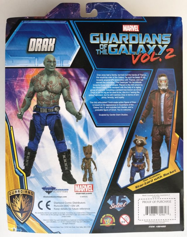 Back of Box GOTG 2 Marvel Select Drax Figure