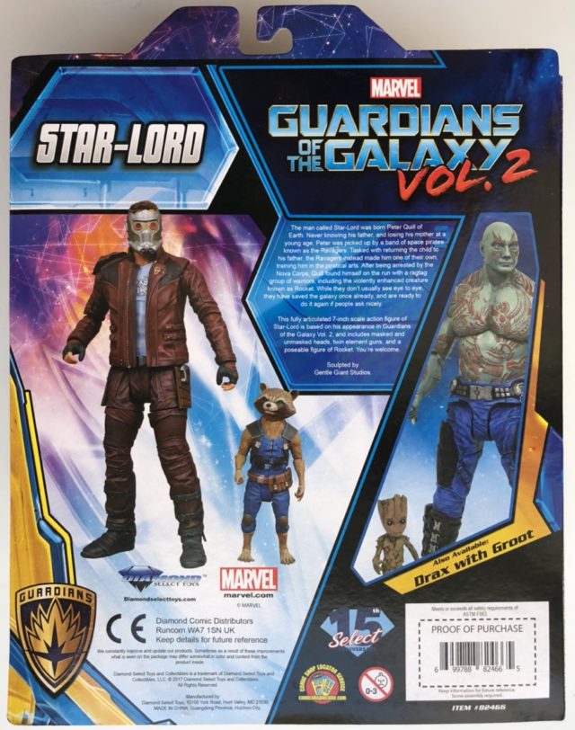 Diamond Select Toys Star-Lord Rocket Raccoon Box Back