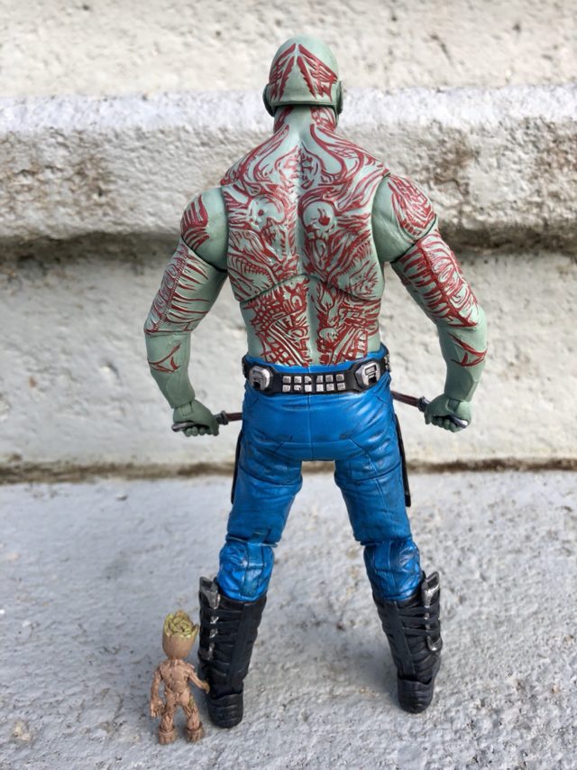 Back of Guardians of the Galaxy Marvel Select Drax Figure with Little Groot