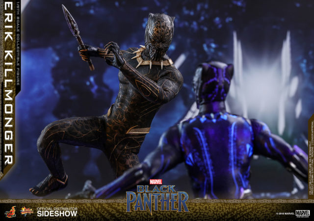 Black Panther Hot Toys Killmonger Figure Leaping at TChalla