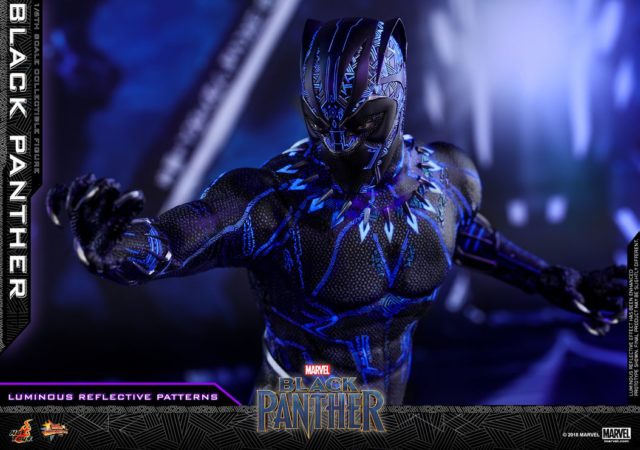 Close-Up of Hot Toys Black Panther Movie Figure with Eyes Showing