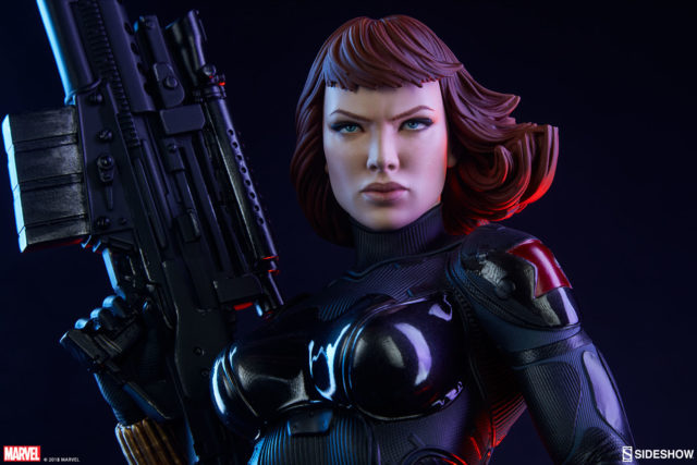 Close-Up of Sideshow PF Black Widow Statue 2018 Bangs