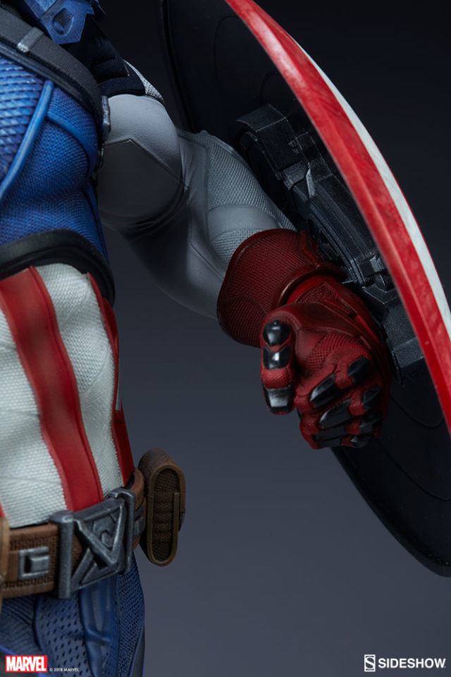 Detailing on Glove and Shield of Sideshow PFF Captain America Statue