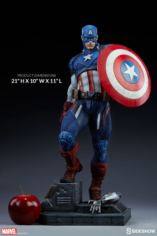 Sideshow Collectibles Captain America Premium Format Statue Size Scale Comparison with Apple