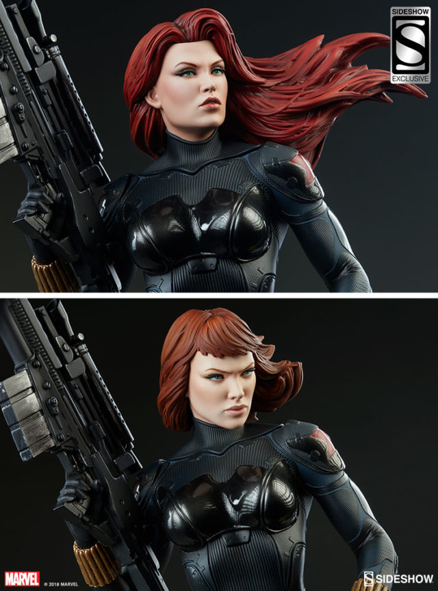 Sideshow Exclusive Black Widow Head Comparison EX and Short Haired