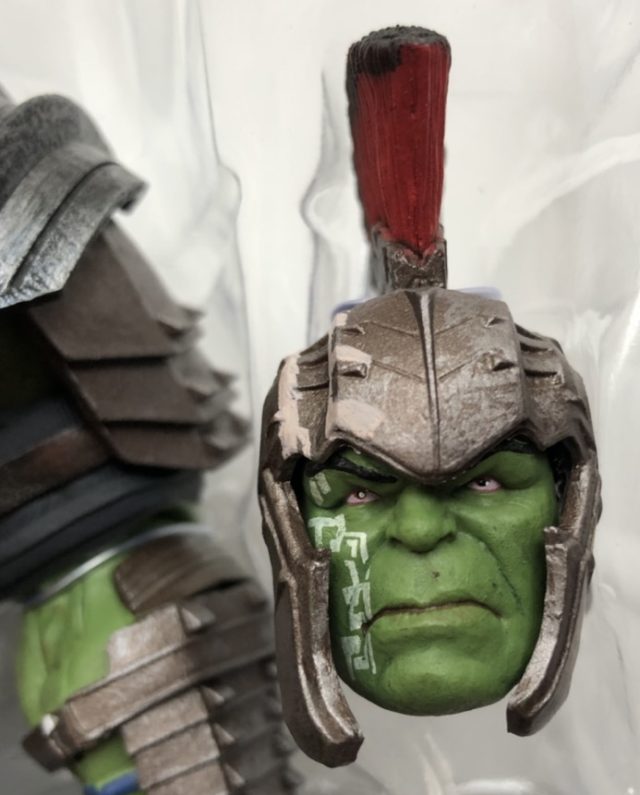 Close-Up of Diamond Select Toys Gladiator Hulk Head with Helmet