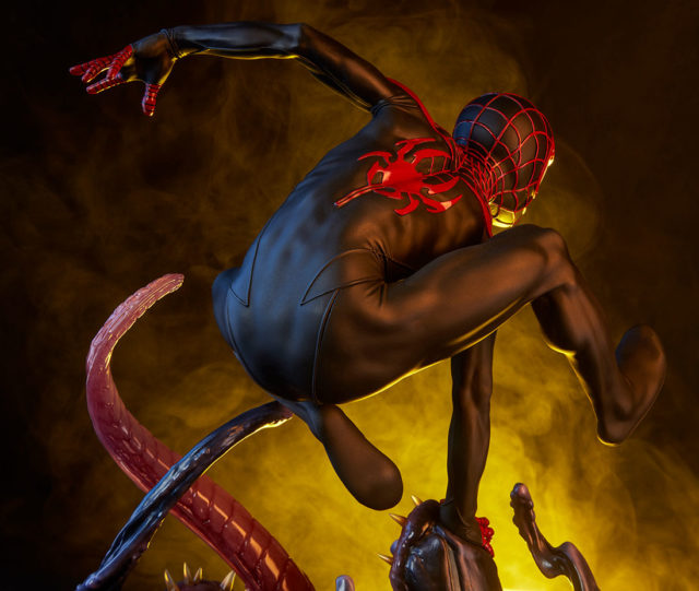Back of Sideshow Premium Format Miles Morales Spider-Man Statue