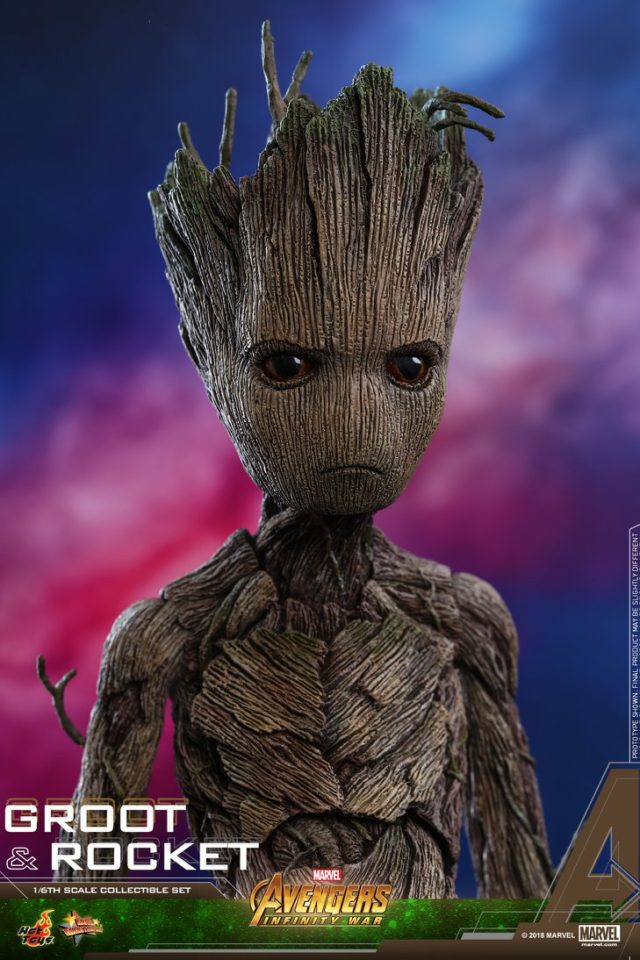 Close-Up of Adolescent Groot Hot Toys Avengers Infinity Sixth Scale Figure