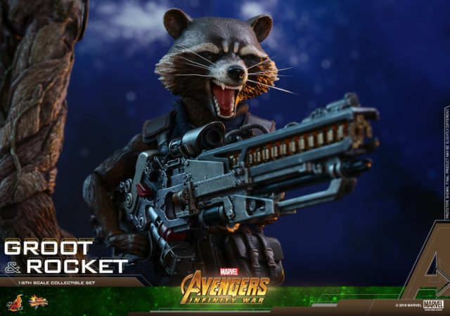 Close-Up of Avengers Infinity War Hot Toys Rocket Raccoon MMS Figure