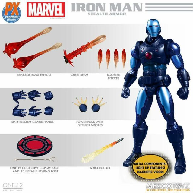 Mezco Toyz Blue Iron Man Stealth ONE12 Collective Exclusive Figure