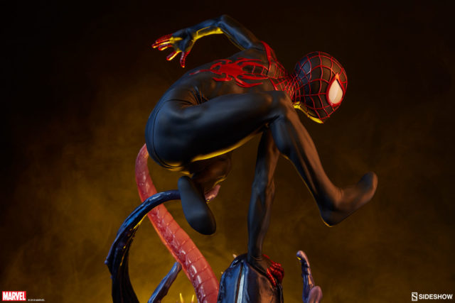 Side View of Sideshow EX Miles Morales Spider-Man Statue