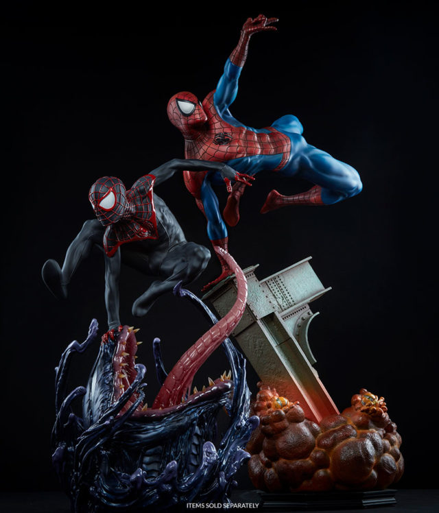 Sideshow Premium Format Spider-Man and Miles Morales Size Scale Comparison Photo