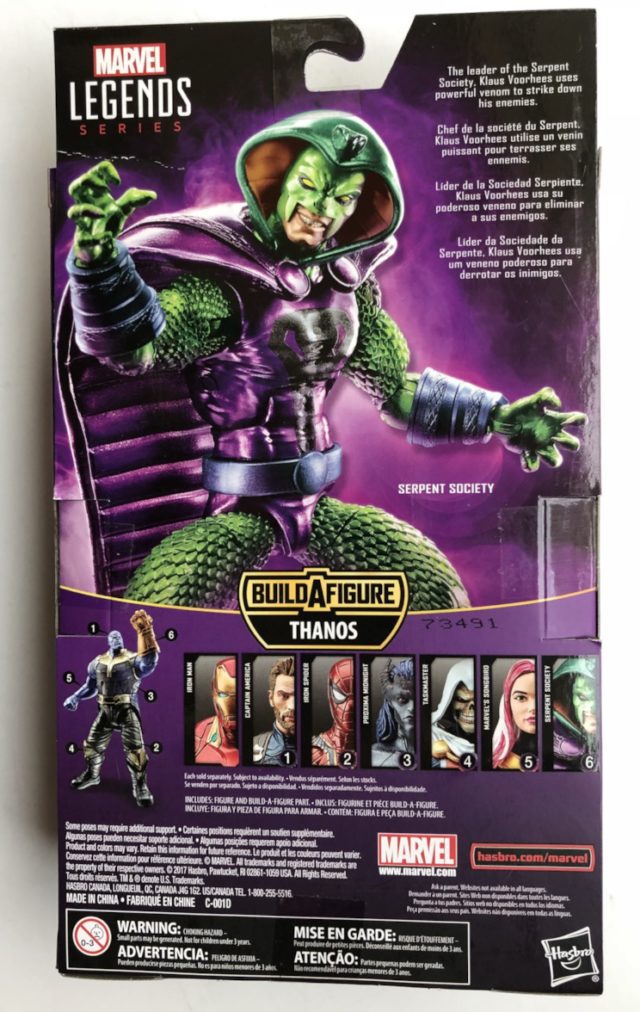 Box Back Avengers Infinity War Marvel Legends King Cobra Figure