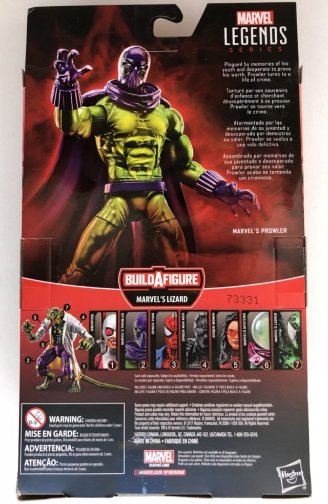 Box Back Marvel Legends Prowler 6" Figure