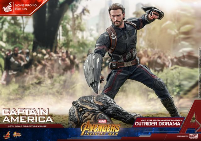 Avengers Infinity War Hot Toys Movie Promo Captain America Figure with Outrider Base