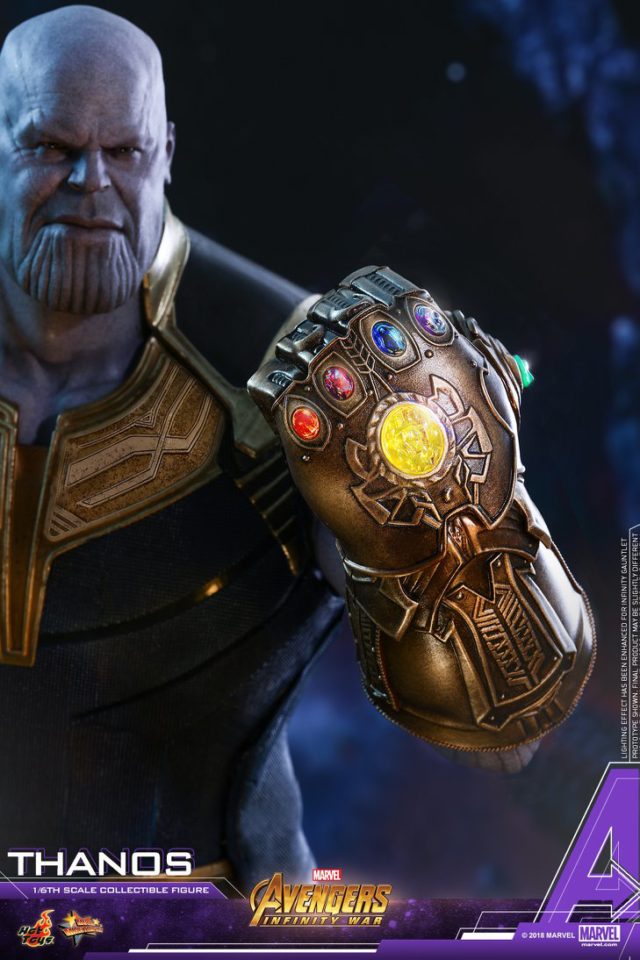 Close-Up of Hot Toys Infinity Gauntlet on Thanos Sixth Scale Figure