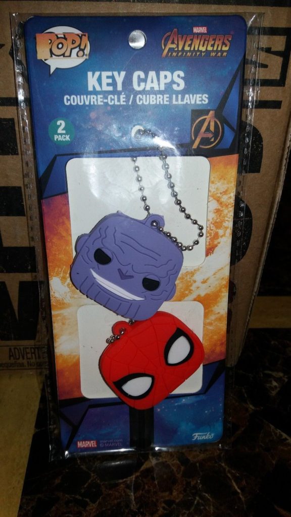 Funko Key Caps Thanos and Spider-Man Marvel Collector Corps Infinity War Box