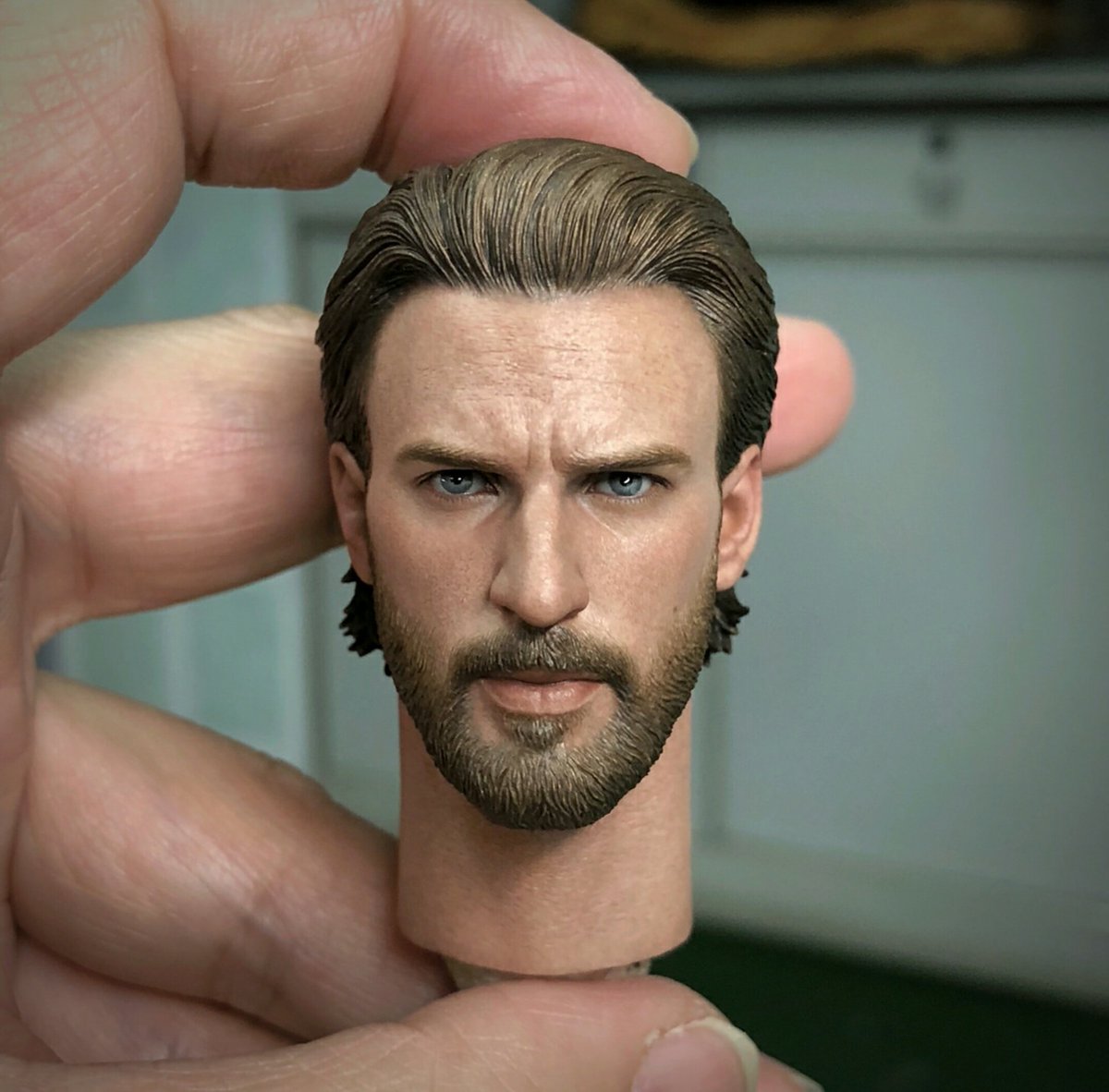 1/6 Chris Evan Captain America Head Beard Avengers Hot toys Phicen ❶US IN STOCK❶ 