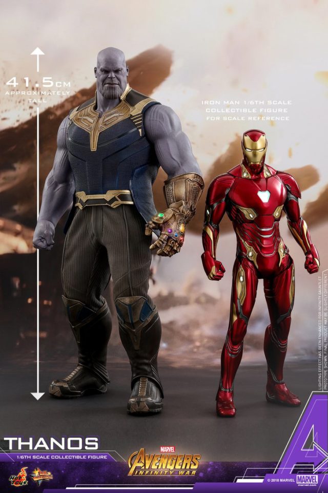 Hot Toys Infinity War Thanos Figure Size Scale Comparison with Iron Man Figure