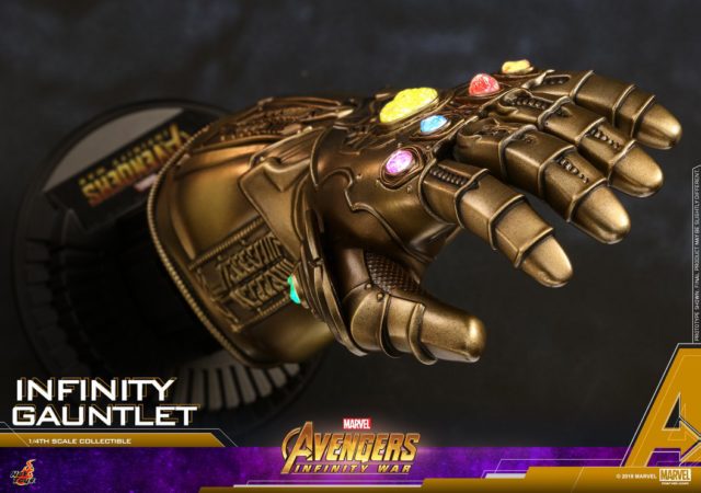 Overhead View of Avengers Infinity War Hot Toys Infinity Gauntlet Quarter Scale Replica