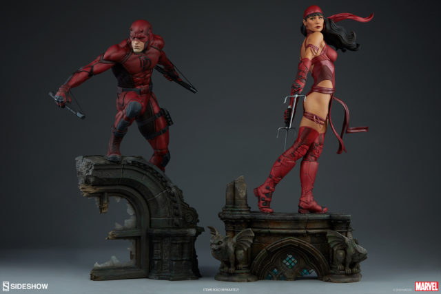 Sideshow 2018 Daredevil and Elektra Premium Format Statues Together