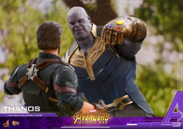 Thanos Hot Toys Sixth Scale Figure Punching Captain America with Infinity Gauntlet