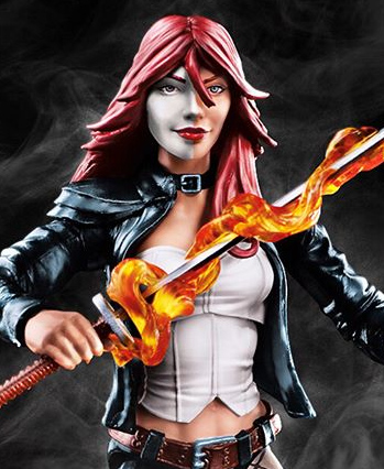 Close-Up of Marvel Legends Typhoid Mary Figure.