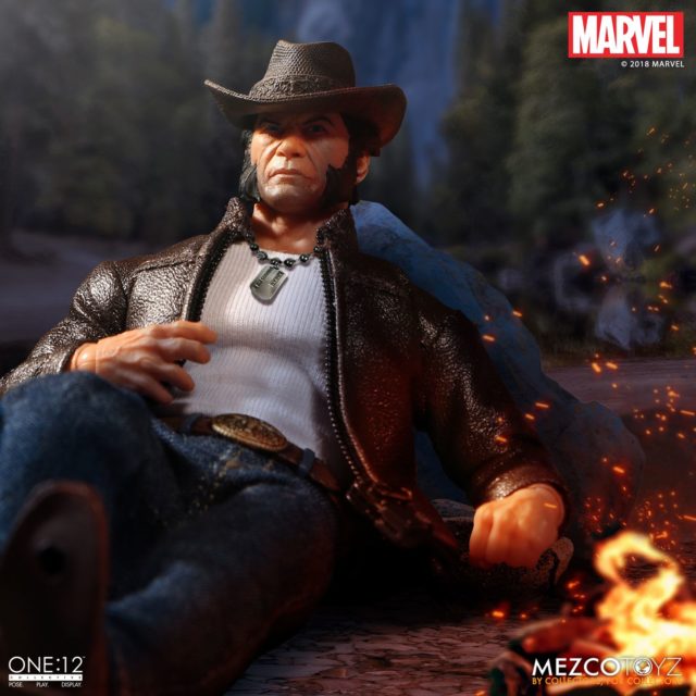 Mezco Logan Figure Sitting By Fire