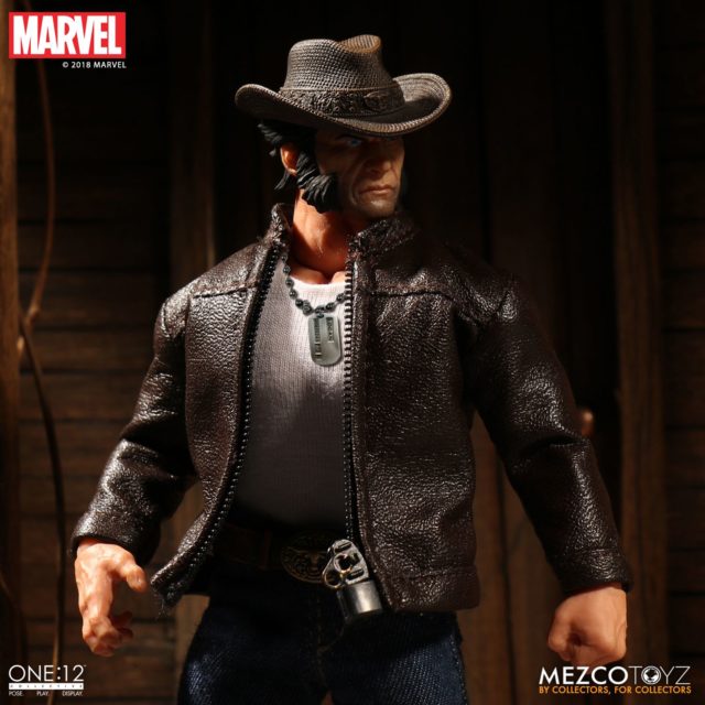 Mezco Toyz Logan ONE12 Collective Six Inch Figure in Leather Jacket and Cowboy Hat