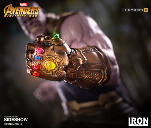 Close-Up of Iron Studios Thanos Statue LED Infinity Gauntlet