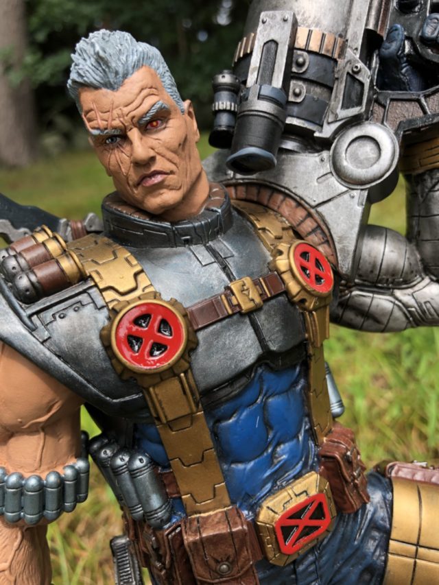 Close-Up of Head on Marvel Premier Collection Cable Statue