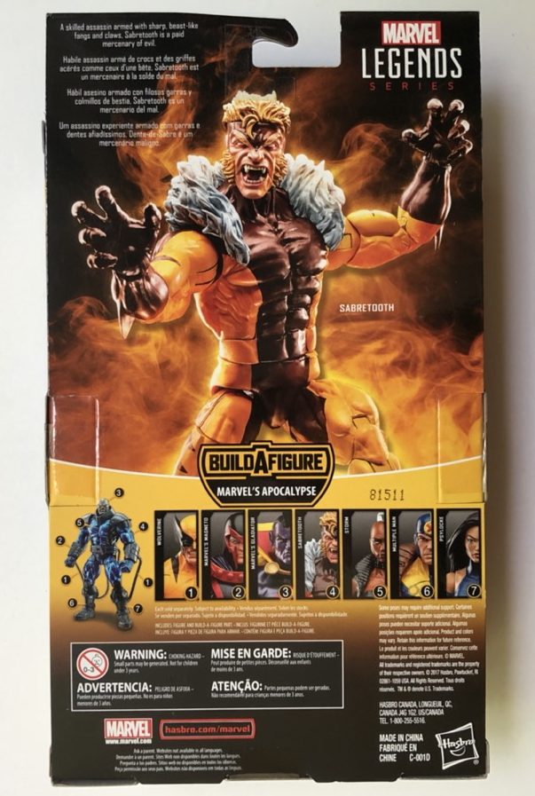 Box Back Hasbro X-Men Legends Sabertooth