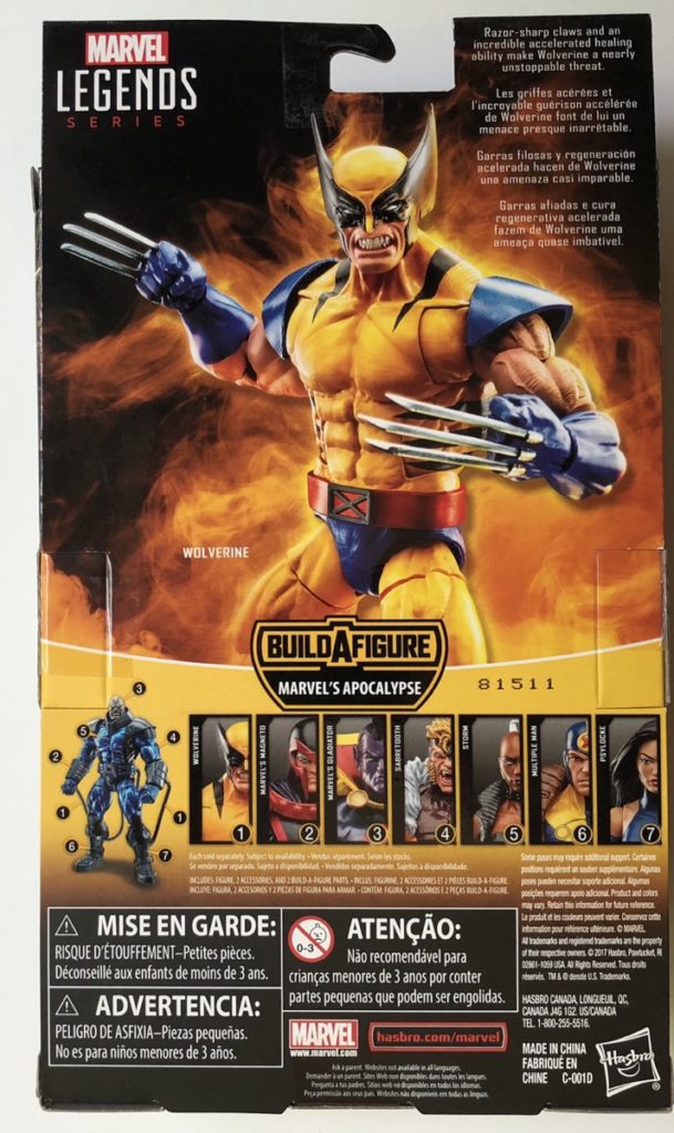 Box Back Marvel Legends Wolverine 6" Figure Apocalypse Series