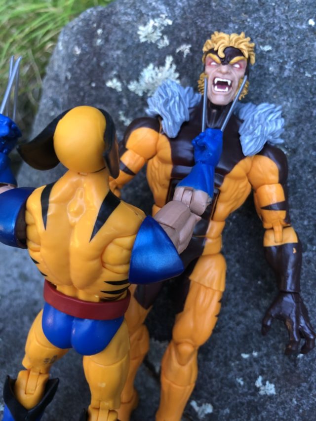 Wolverine Marvel Legends 2018 Figure with Two Claws Popped on Sabertooth
