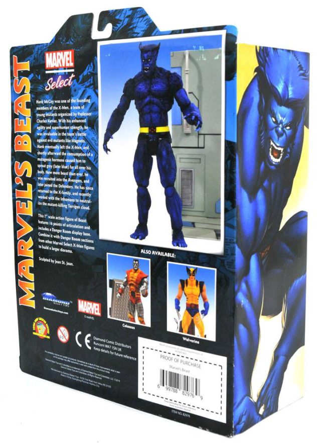 Back of Beast Marvel Select Figure Packaging Diamond Select Toys