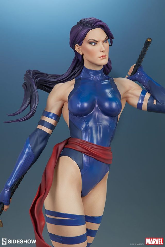 Close-Up of Sideshow Psylocke Premium Format Figure Statue