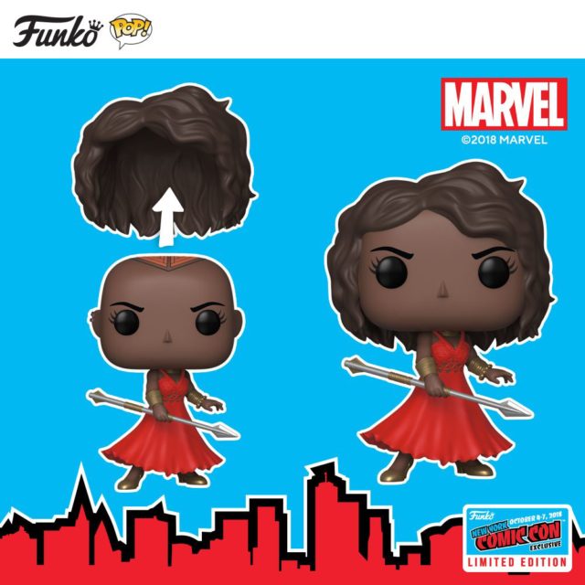 Funko NYCC 2018 Marvel Exclusive Okoye POP with Wig and Red Dress