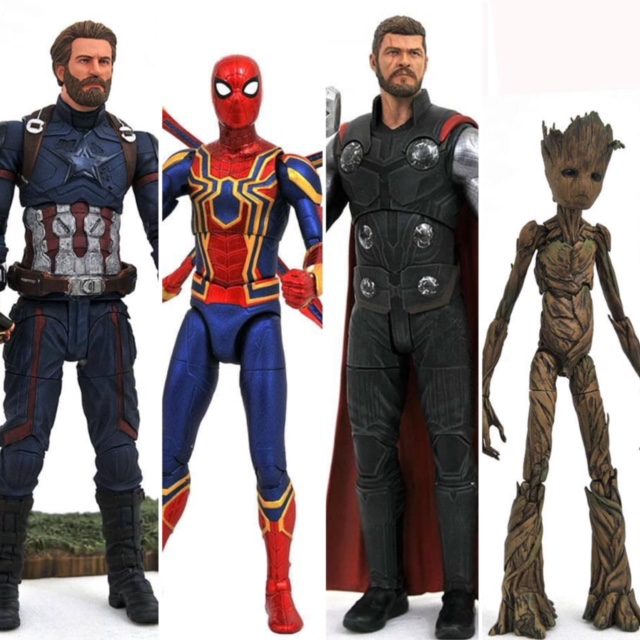 Marvel Select Avengers Infinity War Figures Captain America Groot Iron Spider Thor