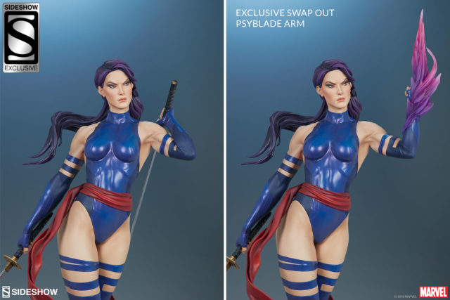 Sideshow Psylocke EX Swap Out Psyblade Arm Comparison Photo