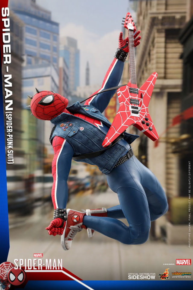 Spider-Punk Hot Toys Spider-Man Figure Strumming Guitar