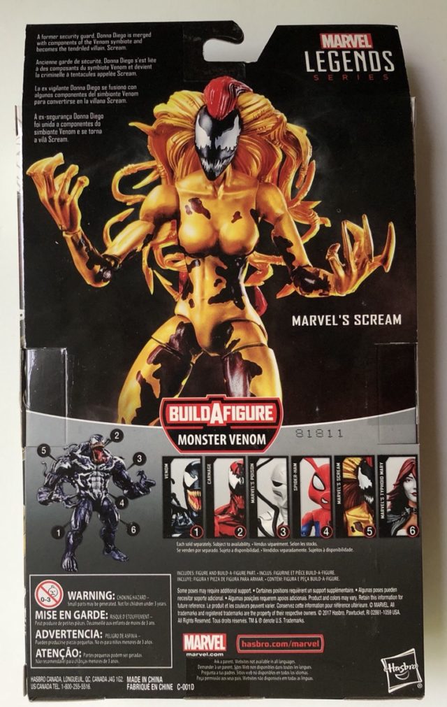 Back of Scream Marvel Legends Figure Box