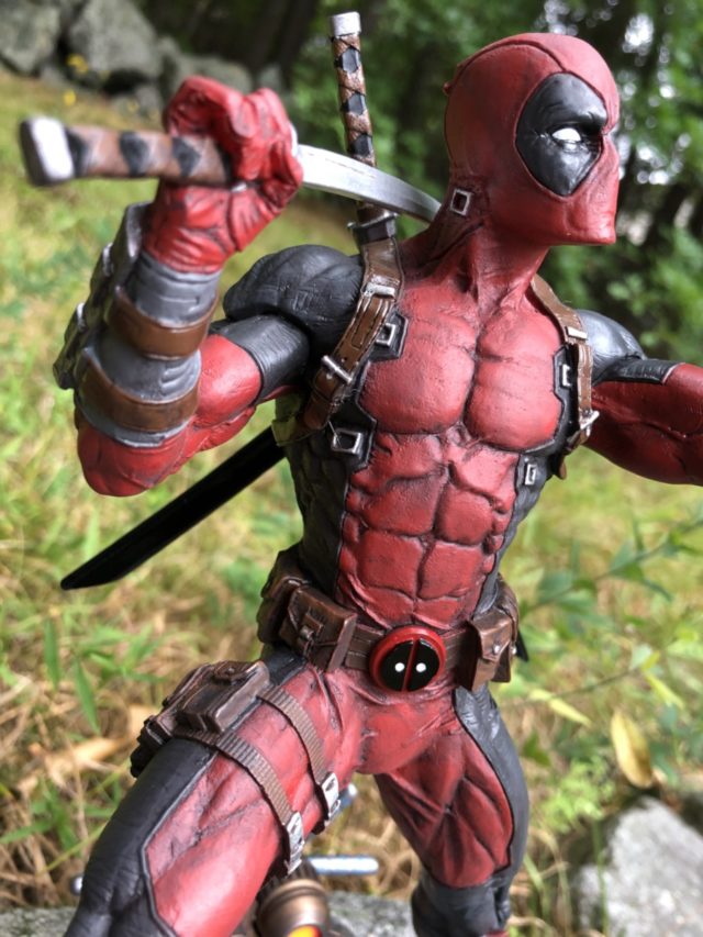 Close-Up of Deadpool Diamond Select Toys Resin Statue