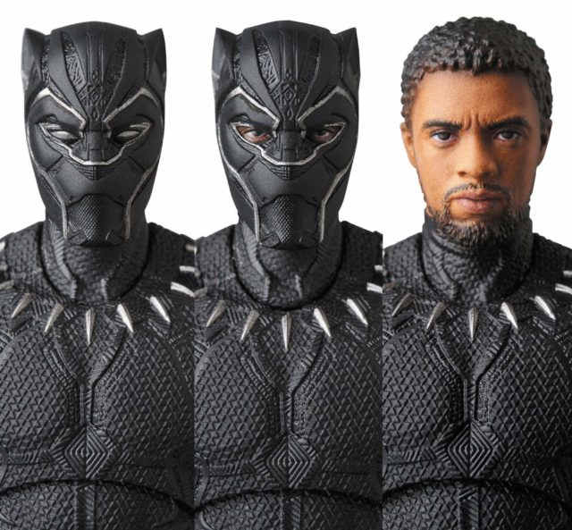 MAFEX Black Panther Figure Interchangeable Heads Unmasked T'Challa