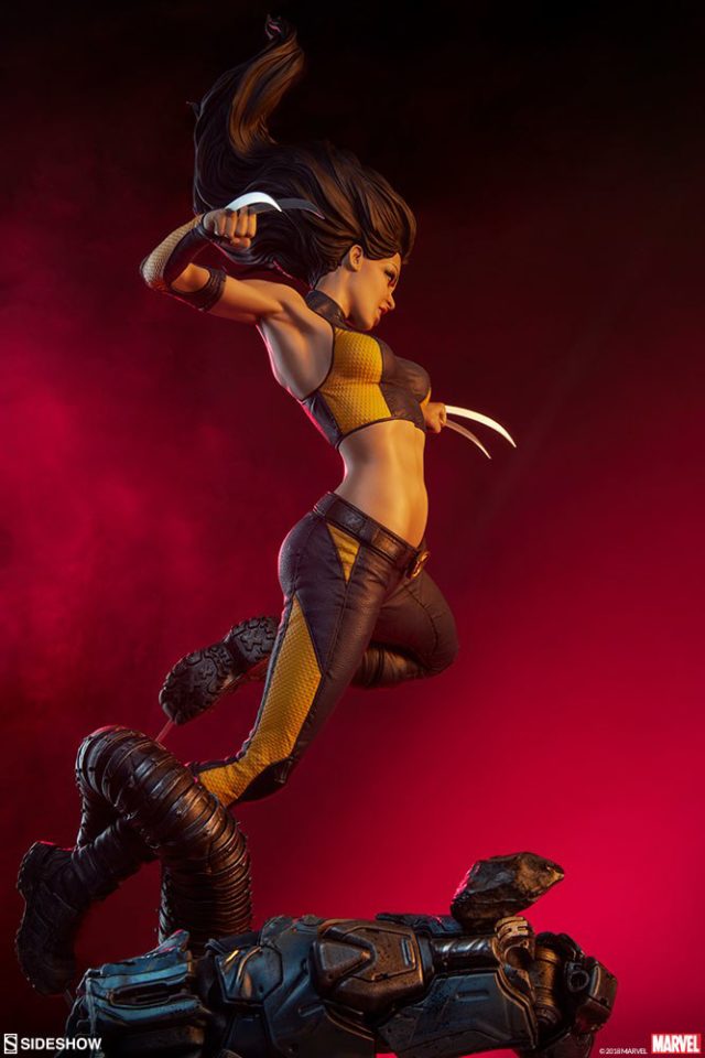 Side View of Premium Format X-23 Statue By Sideshow Collectibles