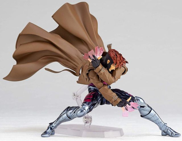 Gambit Revoltech Figure Dynamically Posed for Action with Playing Cards