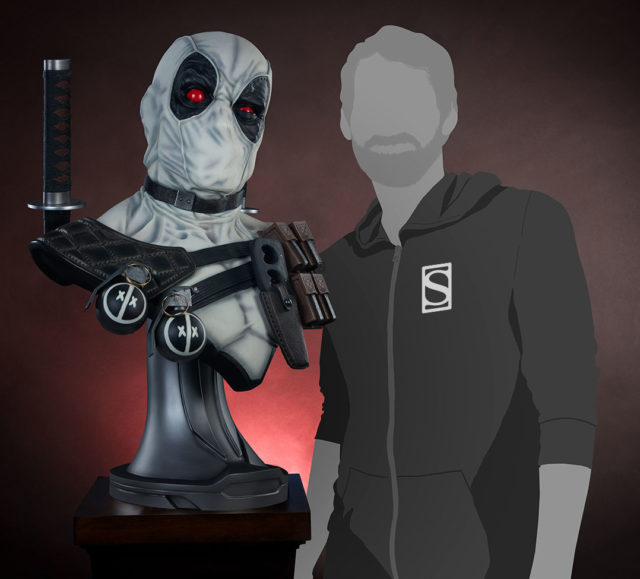 Sideshow Collectibles X-Force Deadpool Bust Size Comparison with Human